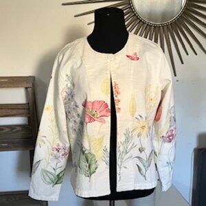 🧡Vintage 90s Touch O Blue Floral/Wildflower Garden Cotton Jacket Women PS